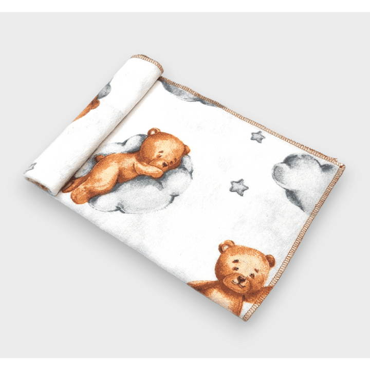 Rainy Бебешка пелена бархетна 120х120 см. Мече на облак сив