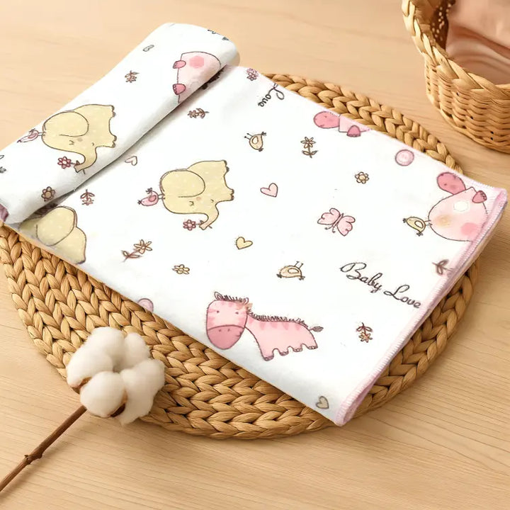 Rainy Бебешка пелена бархетна 120х120 см. Розови зебри и слончета