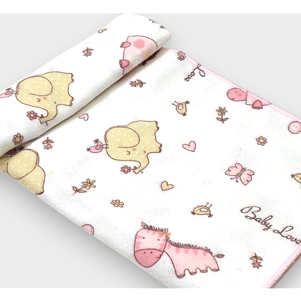 Rainy Бебешка пелена бархетна 120х120 см. Розови зебри и слончета