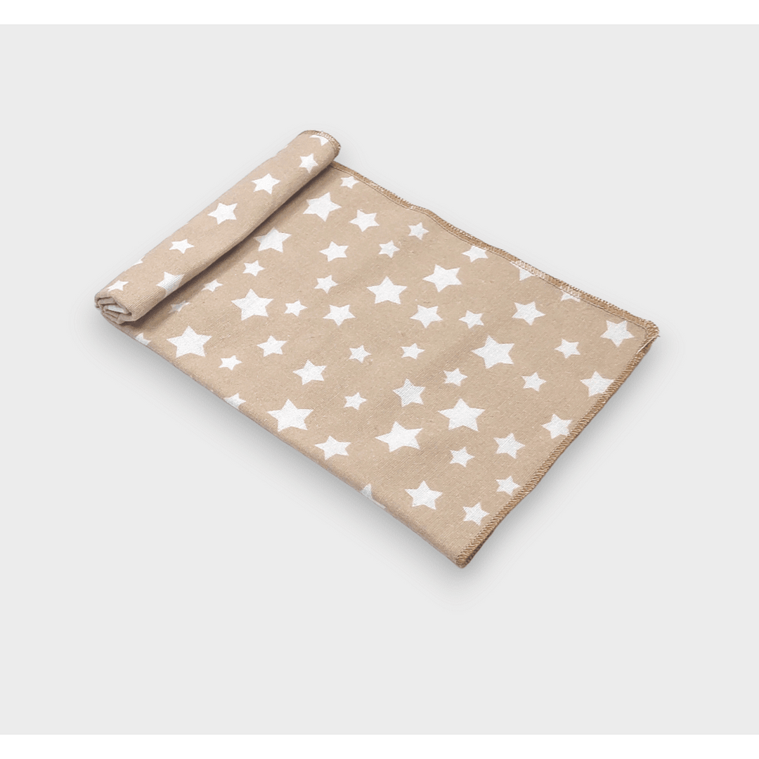 Rainy Бебешка пелена бархетна 80х35 см. Бели звезди бежов