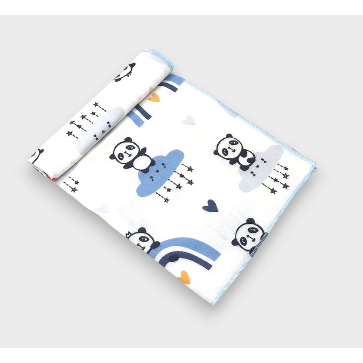 Rainy Бебешка пелена бархетна 80х35 см. Панда на синя дъга