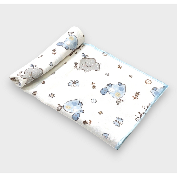 Rainy Бебешка пелена бархетна 80х35 см. Сини зебри и слончета