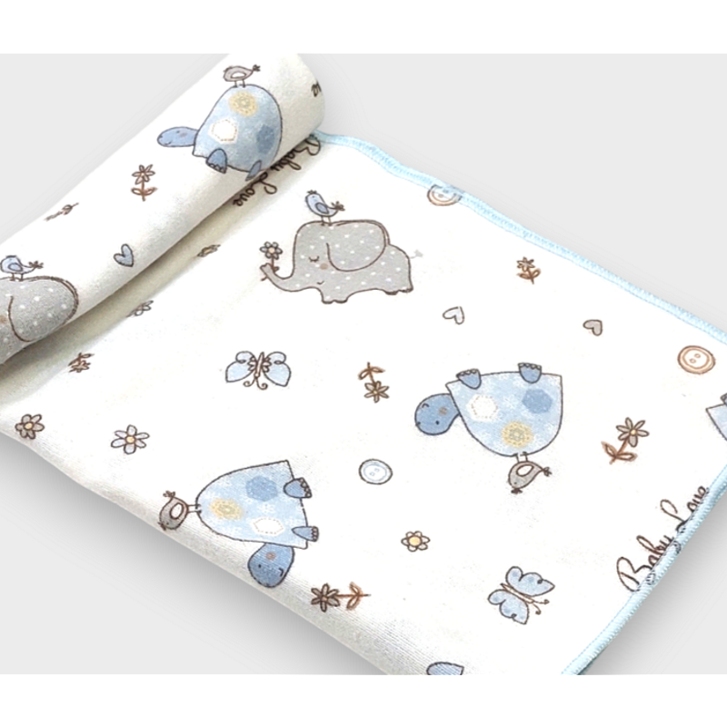 Rainy Бебешка пелена бархетна 80х35 см. Сини зебри и слончета