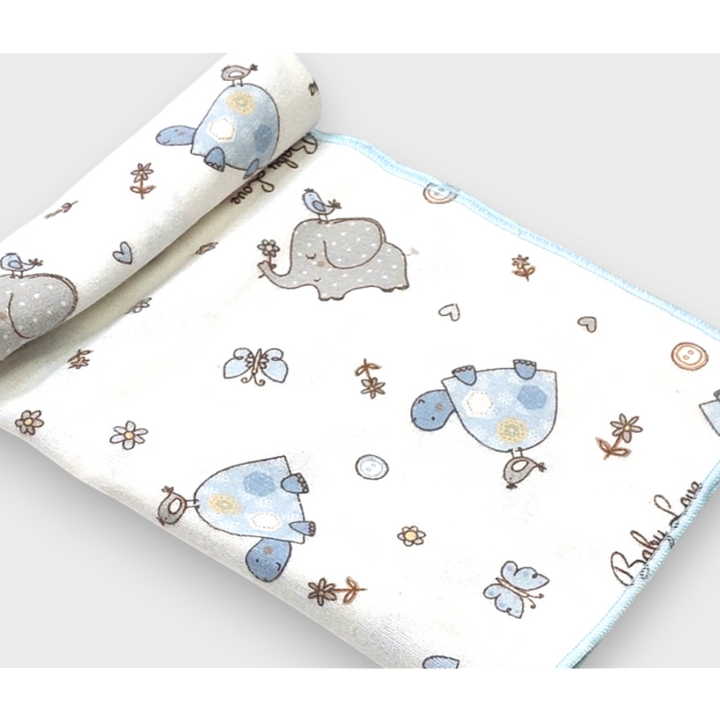 Rainy Бебешка пелена бархетна 80х80 см. Сини зебри и слончета