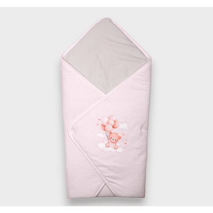 Rainy Бебешка пелена Мече с балони розов 85х85 см.