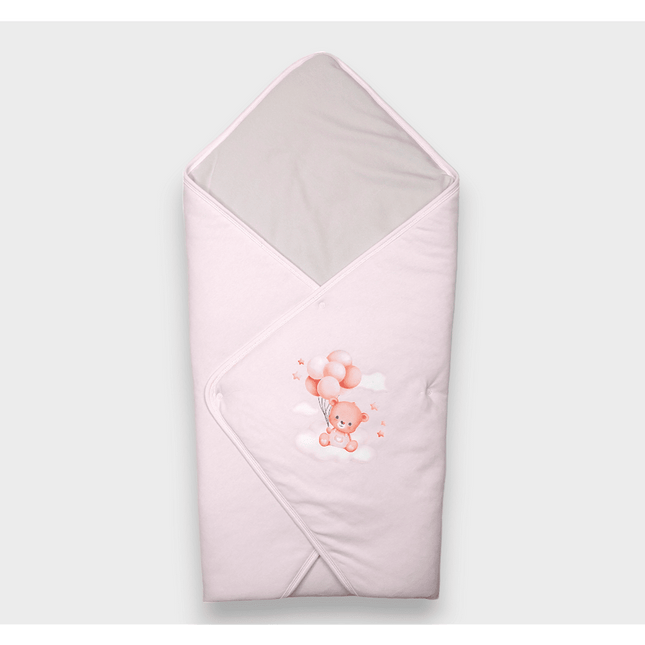 Rainy Бебешка пелена Мече с балони розов 85х85 см.