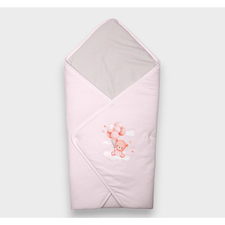 Rainy Бебешка пелена Мече с балони розов 85х85 см.