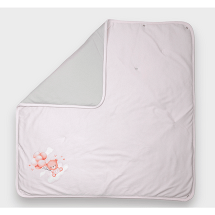 Rainy Бебешка пелена Мече с балони розов 85х85 см.