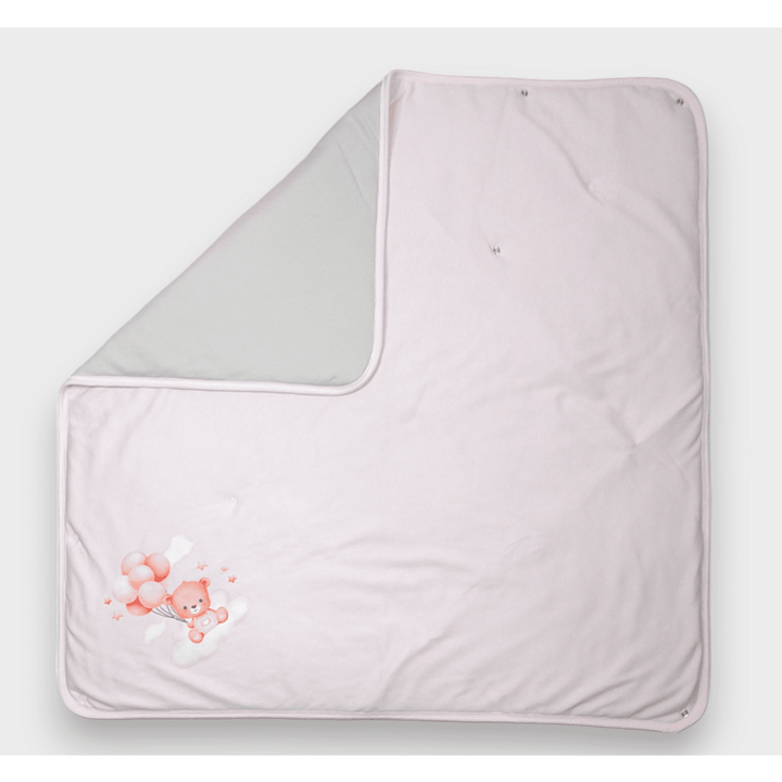 Rainy Бебешка пелена Мече с балони розов 85х85 см.