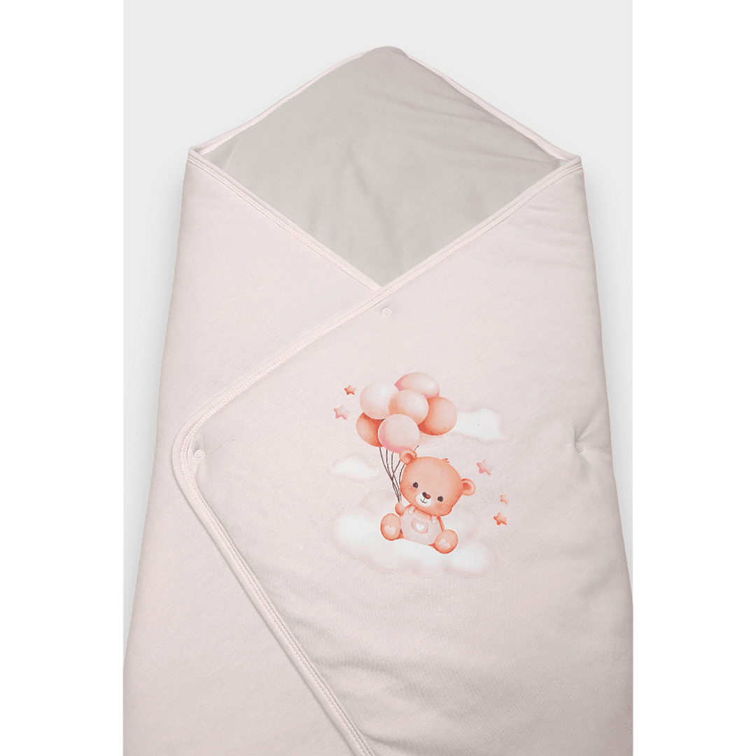 Rainy Бебешка пелена Мече с балони розов 85х85 см.