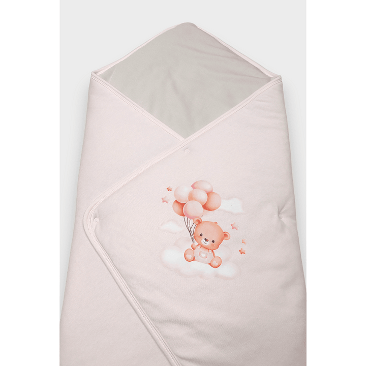 Rainy Бебешка пелена Мече с балони розов 85х85 см.