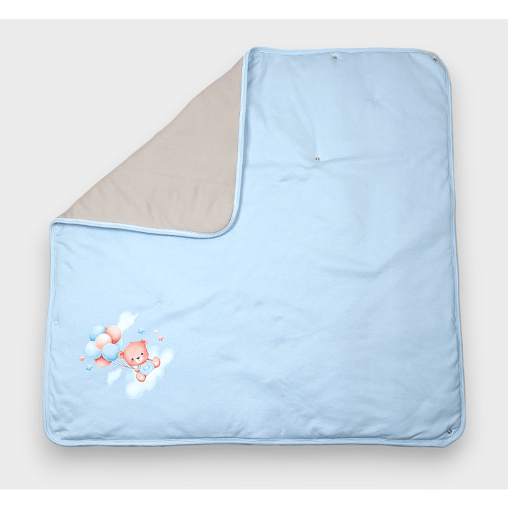 Rainy Бебешка пелена Мече с балони син 85х85 см.