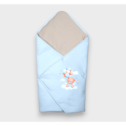 Rainy Бебешка пелена Мече с балони син 85х85 см.