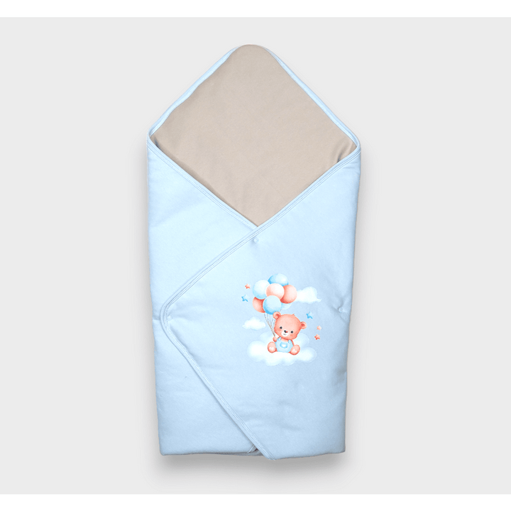 Rainy Бебешка пелена Мече с балони син 85х85 см.