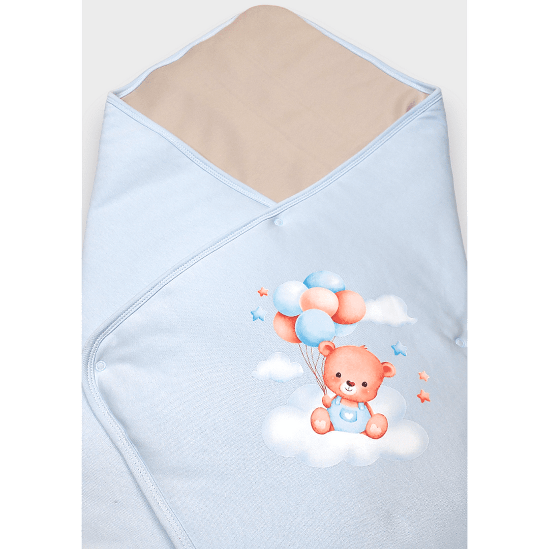 Rainy Бебешка пелена Мече с балони син 85х85 см.