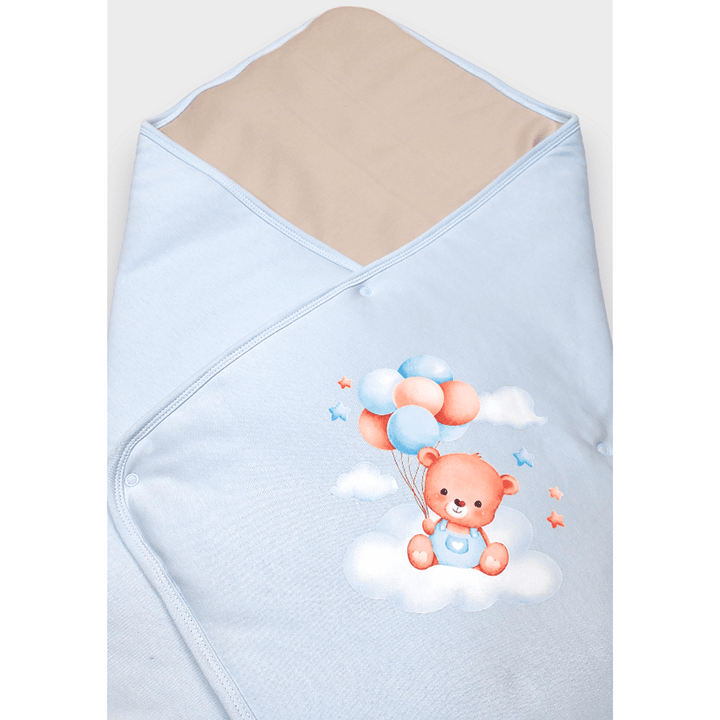 Rainy Бебешка пелена Мече с балони син 85х85 см.
