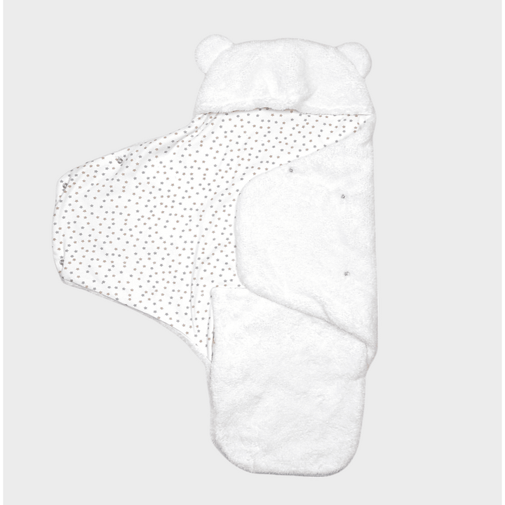 Rainy Бебешка пелена за новородено Топла прегръдка бял/звезди