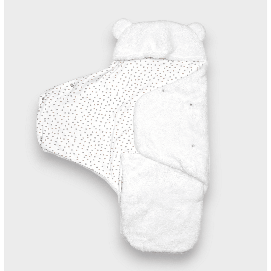Rainy Бебешка пелена за новородено Топла прегръдка бял/звезди