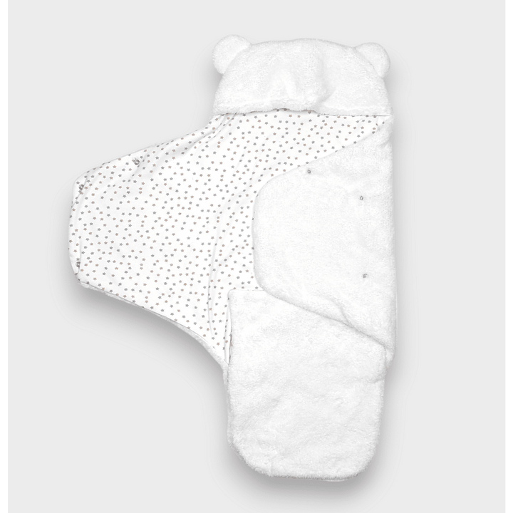 Rainy Бебешка пелена за новородено Топла прегръдка бял/звезди