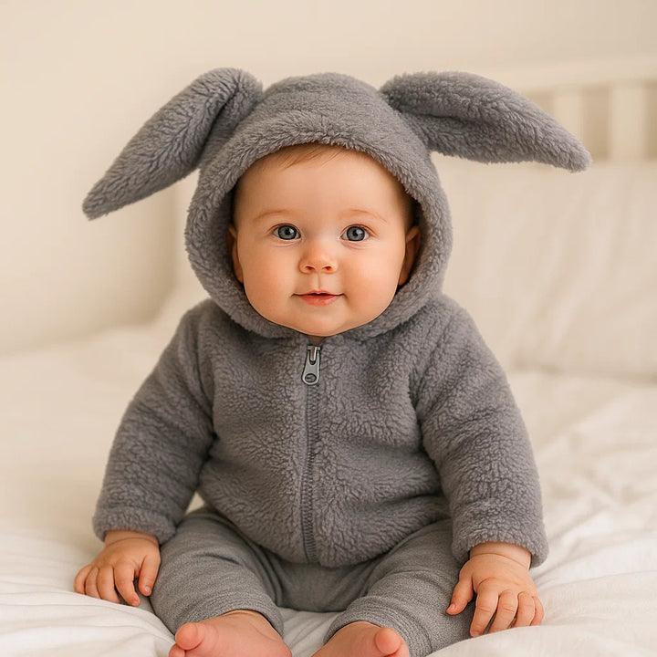 Rainy Бебешка жилетка с качулка Зайче 56-86 см. сив