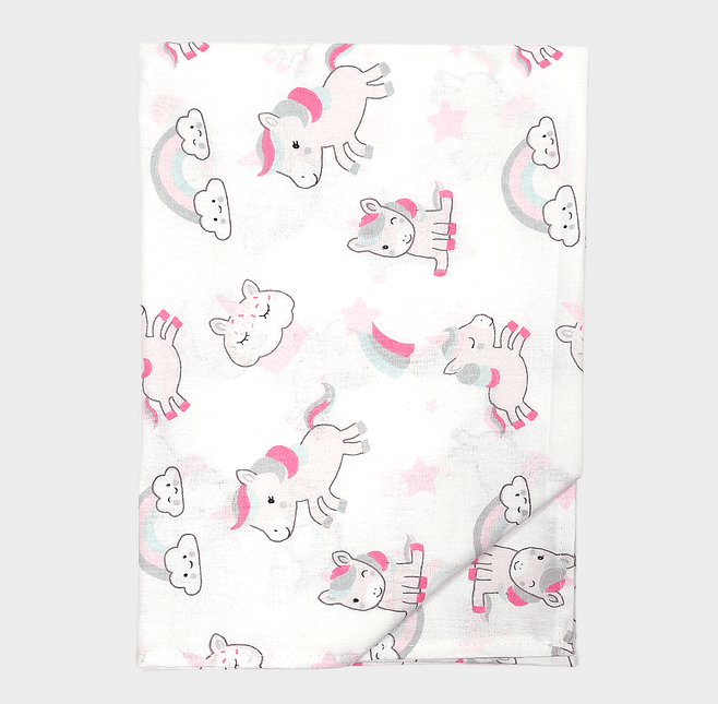 Rainy Бебешки чаршаф 100х170 см. Еднорог розов