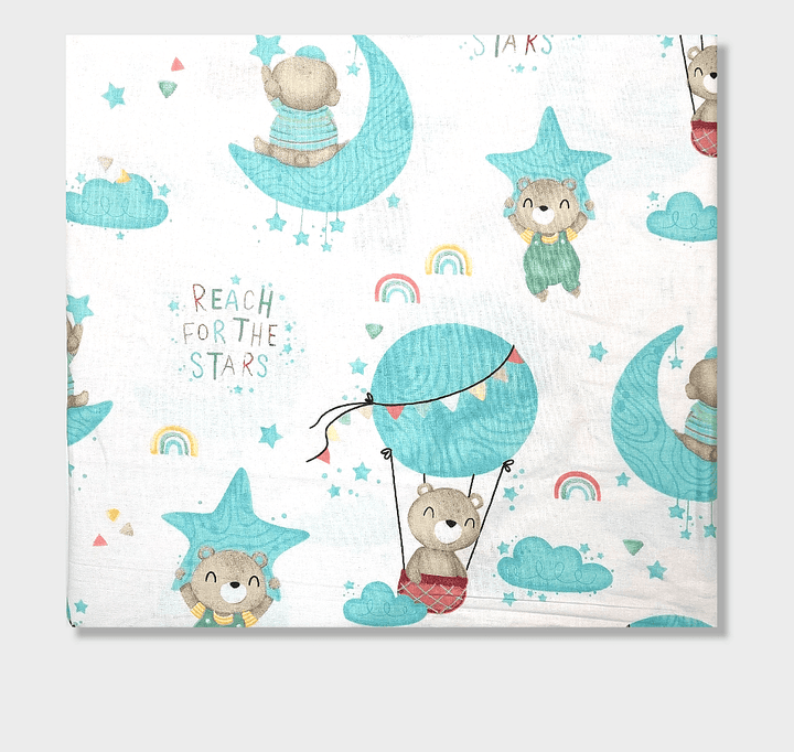 Rainy Бебешки чаршаф с ластик 60х120 см. Мече на луна резеда