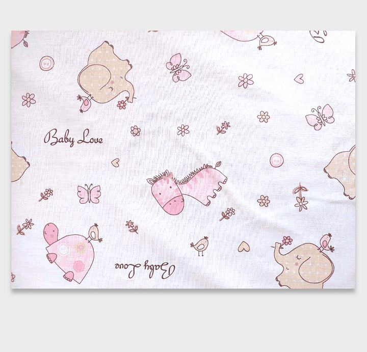 Rainy Бебешки чаршаф с ластик 60х120 см. Розови Зебри и Слончета
