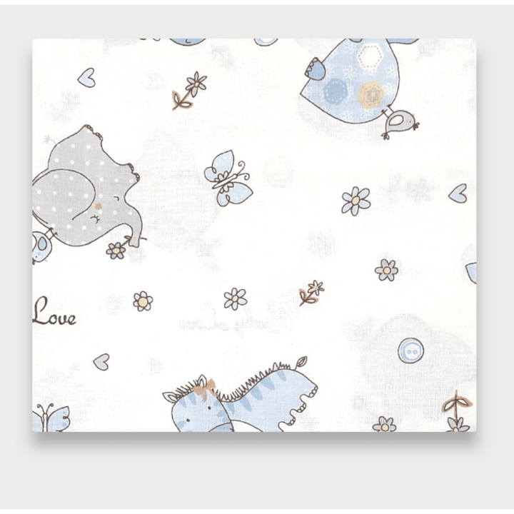 Rainy Бебешки чаршаф с ластик 65х110 см. Сини зебри и слончета