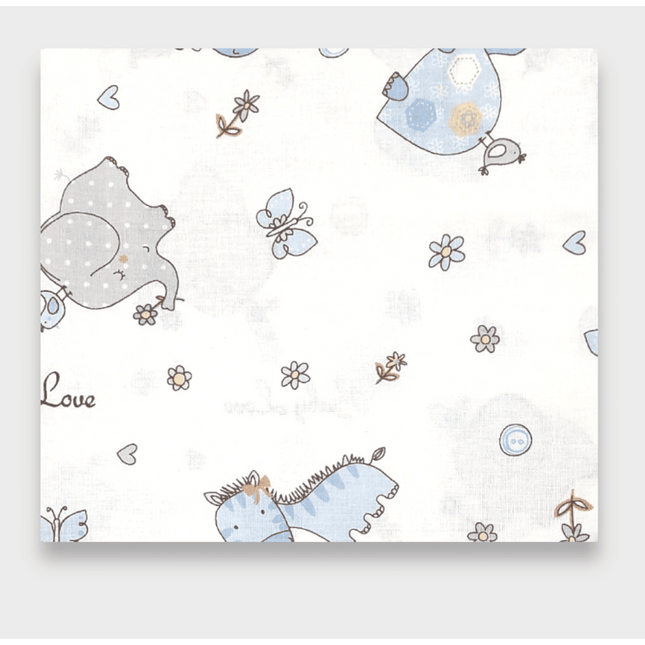 Rainy Бебешки чаршаф с ластик 70х140 см. Сини зебри и слончета