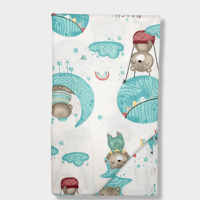 Rainy Бебешки чаршаф за количка 55х95 см. Мече на луна резеда