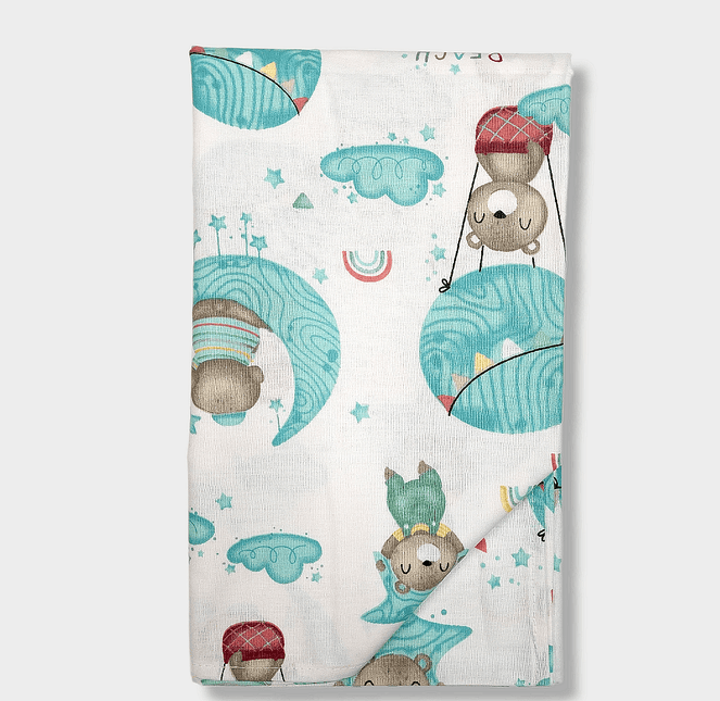 Rainy Бебешки чаршаф за количка 55х95 см. Мече на луна резеда