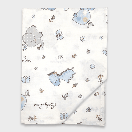 Rainy Бебешки чаршаф за количка 55х95 см. Сини Зебри и Слончета