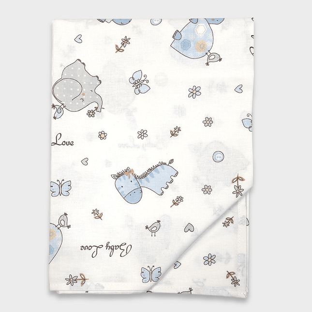 Rainy Бебешки чаршаф за количка 55х95 см. Сини Зебри и Слончета