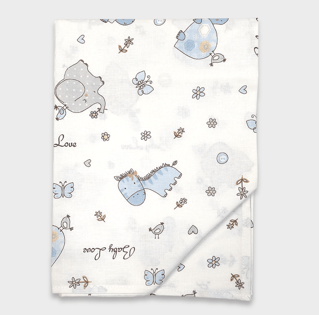 Rainy Бебешки чаршаф за количка 55х95 см. Сини Зебри и Слончета