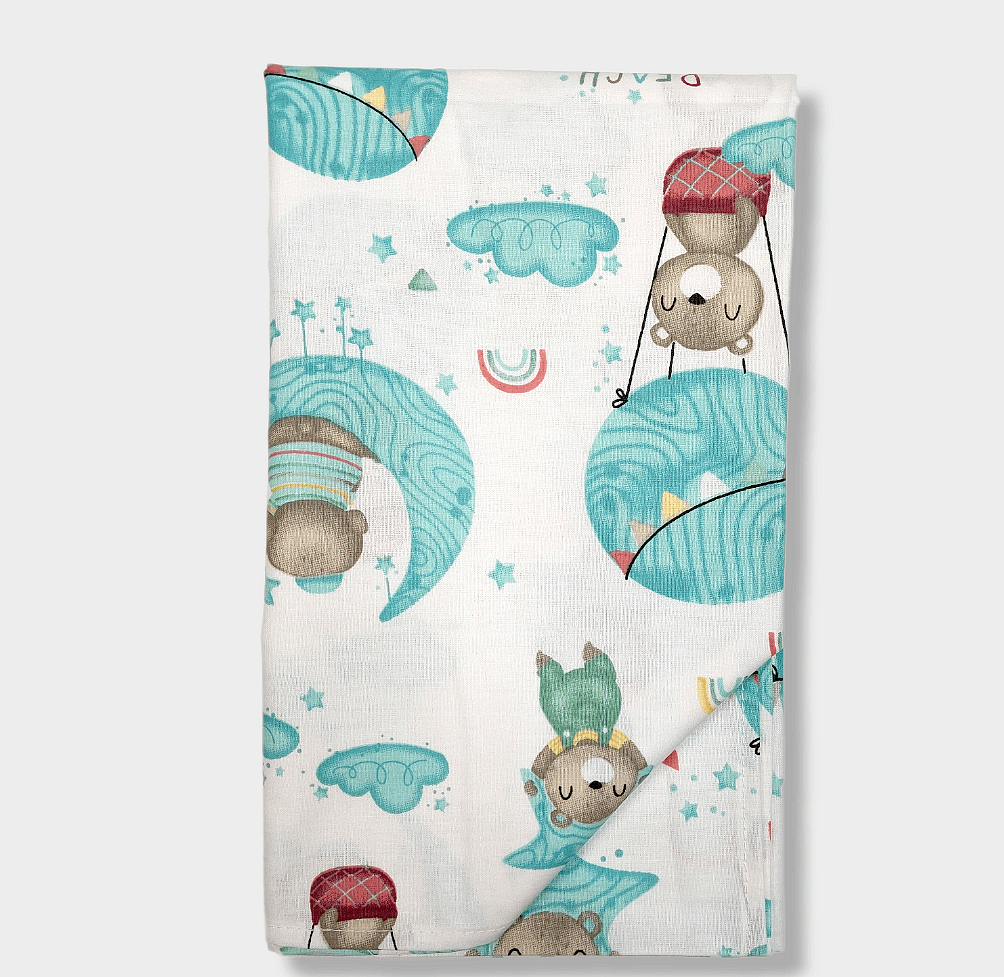 Rainy Бебешки чаршаф за мини кошара и люлка 80х110 см. Мече на луна резеда
