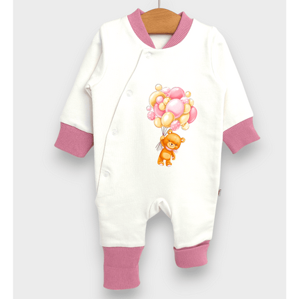 Rainy Бебешки гащеризон 56 - 80 см. Меченце с балони розов