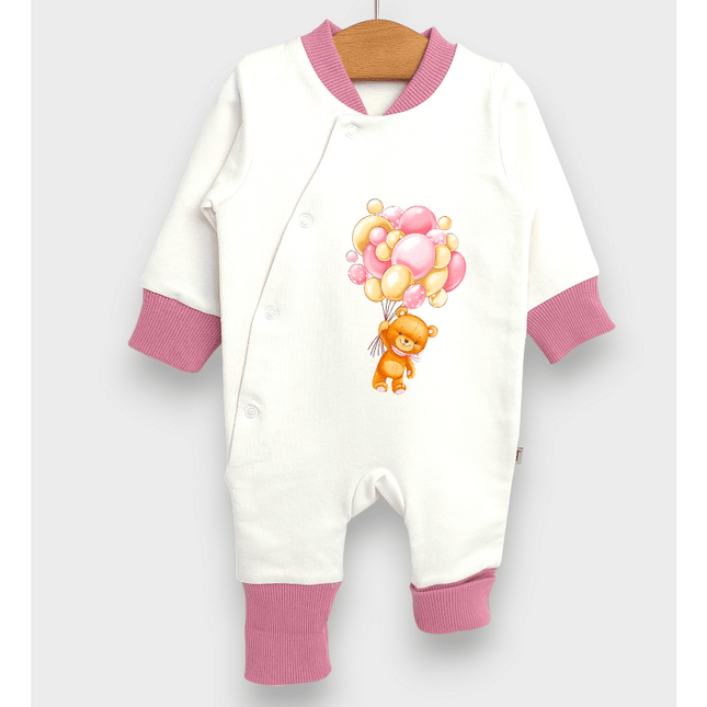 Rainy Бебешки гащеризон 56 - 80 см. Меченце с балони розов