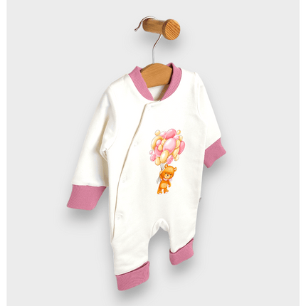 Rainy Бебешки гащеризон 56 - 80 см. Меченце с балони розов