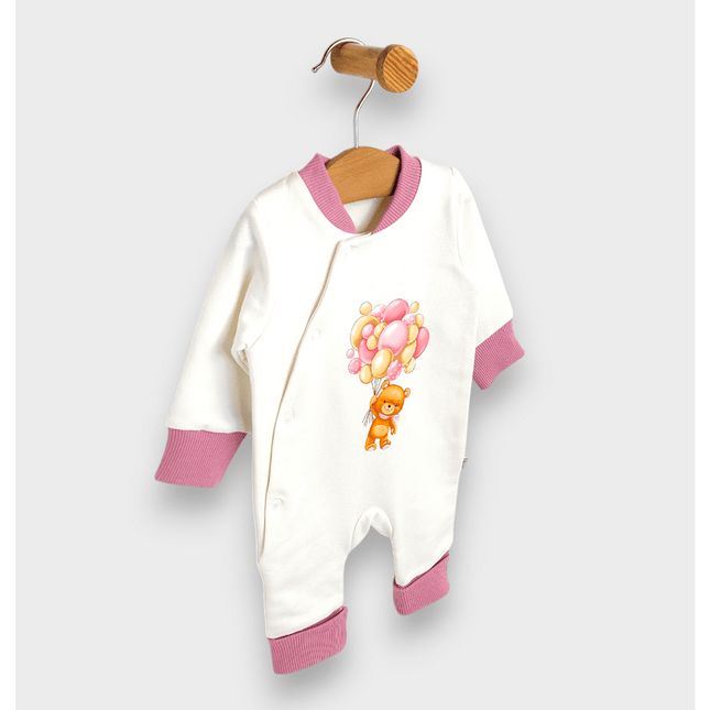 Rainy Бебешки гащеризон 56 - 80 см. Меченце с балони розов