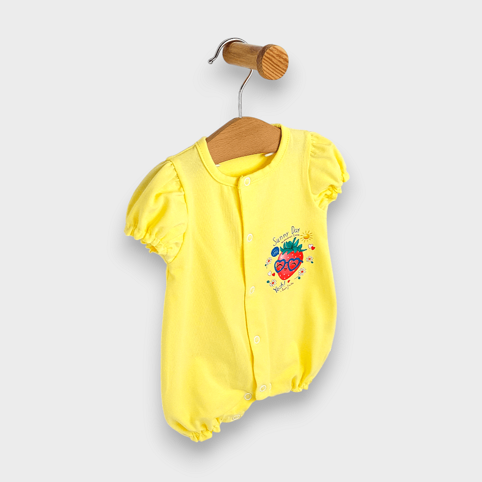 Rainy Бебешки гащеризон Ягодка с къс ръкав 56-80см. лимон