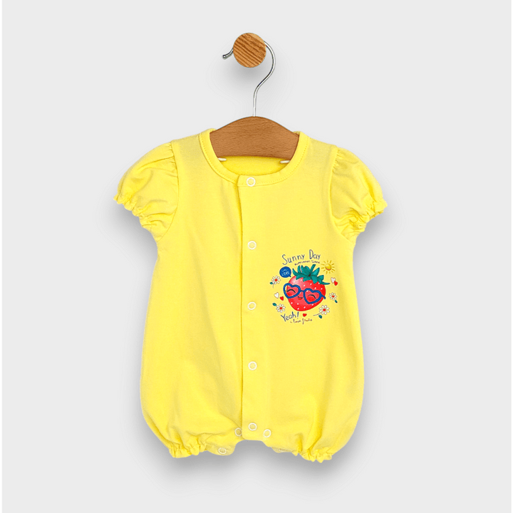Rainy Бебешки гащеризон Ягодка с къс ръкав 56-80см. лимон