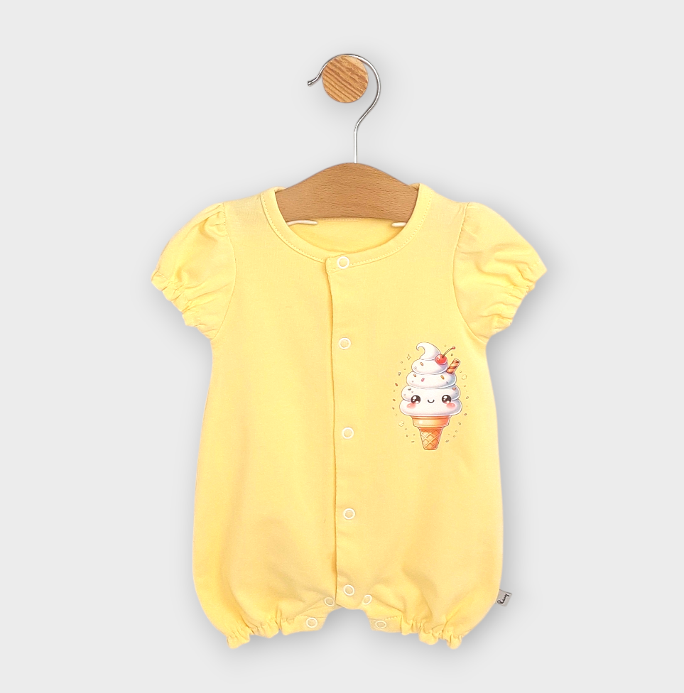 Rainy Бебешки гащеризон Cute ice cream с къс ръкав 56-80см. пясък