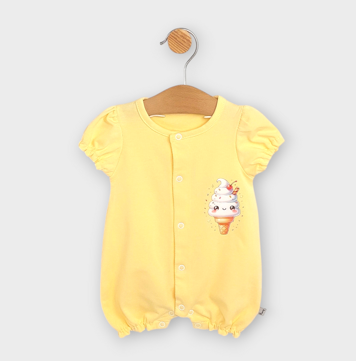 Rainy Бебешки гащеризон Cute ice cream с къс ръкав 56-80см. пясък