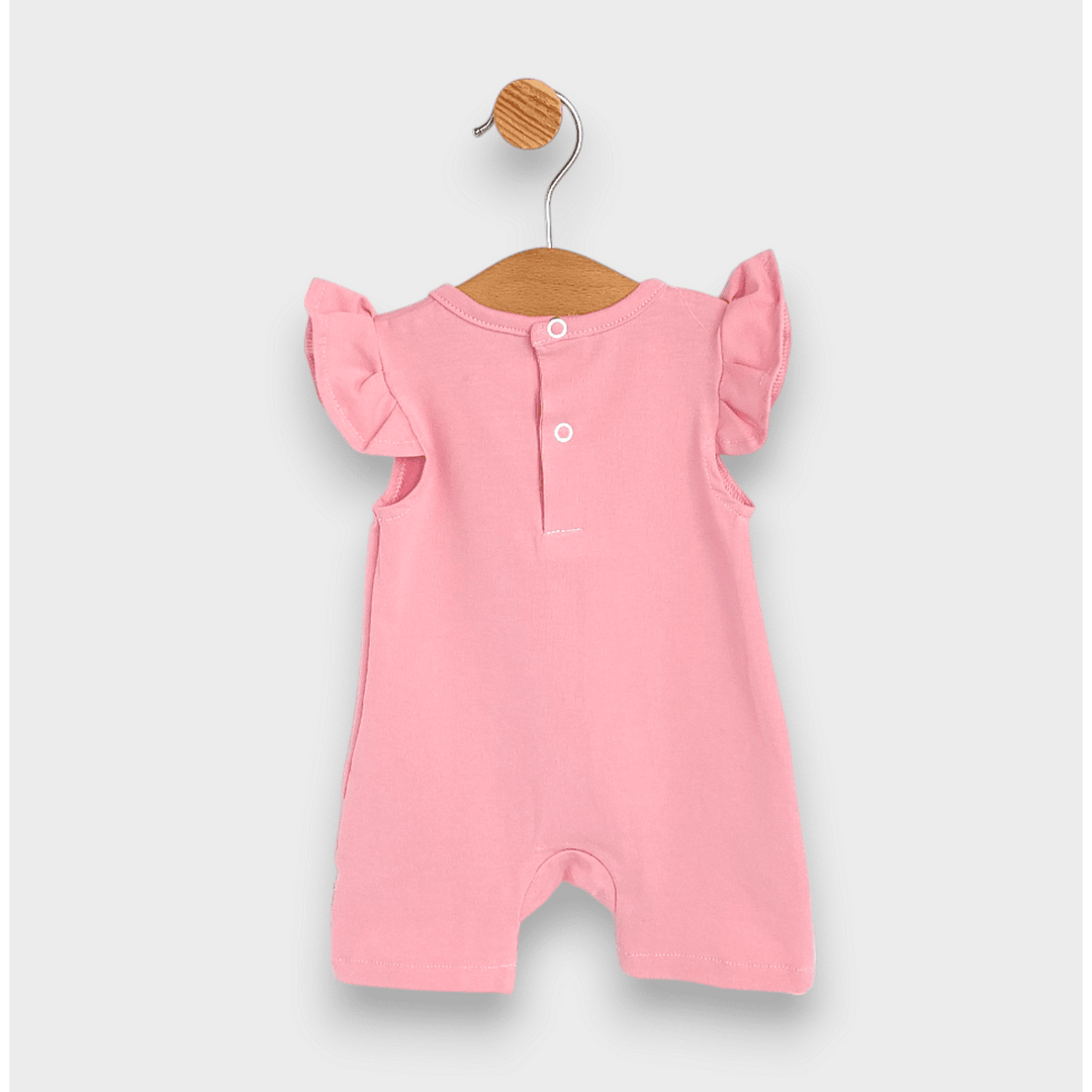 Rainy Бебешки гащеризон Hello с къс ръкав 56-80см. пудра