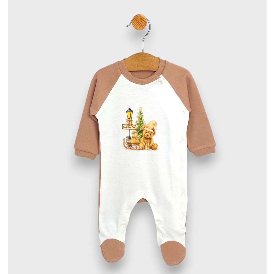 Rainy Бебешки гащеризон Коледно мече с дълъг ръкав 56-62см.