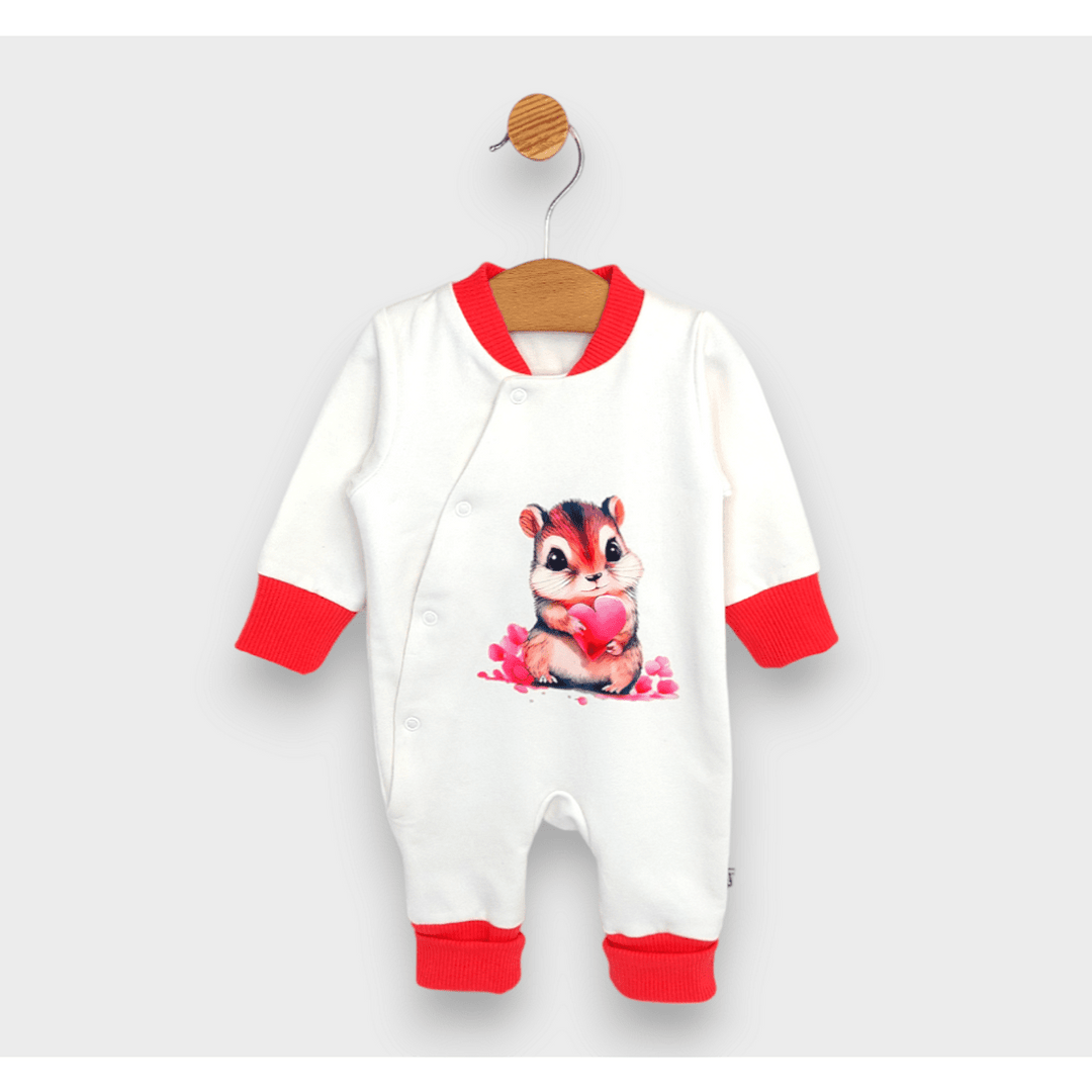 Rainy Бебешки гащеризон Mouse with hearts 56 - 80 см. червен