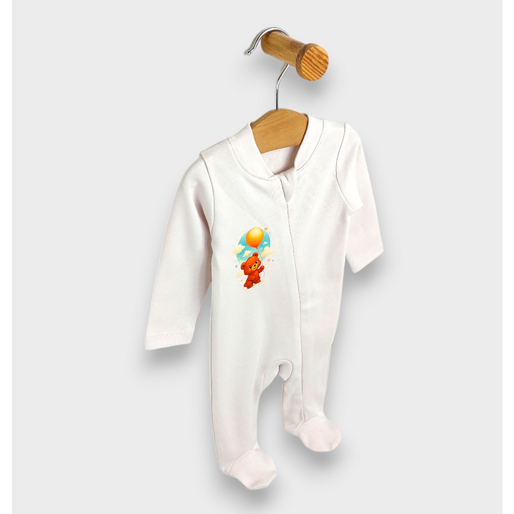 Rainy Бебешки гащеризон с цип 48 - 74 см. Мече с балон нежно екрю