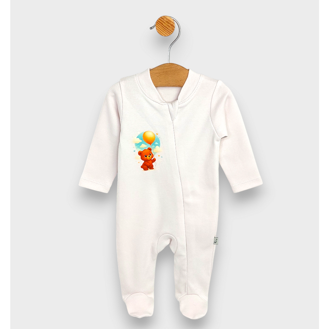 Rainy Бебешки гащеризон с цип 48 - 74 см. Мече с балон нежно екрю