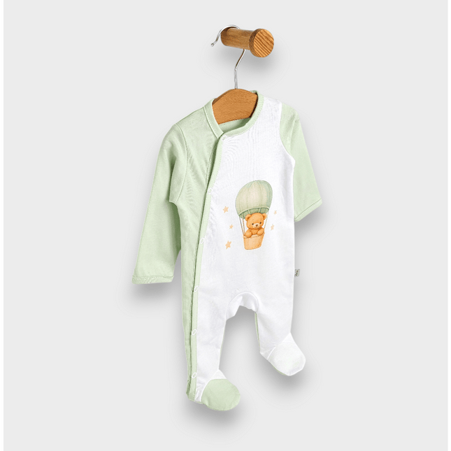 Rainy Бебешки гащеризон с дълъг ръкав 48-62см. Green bear