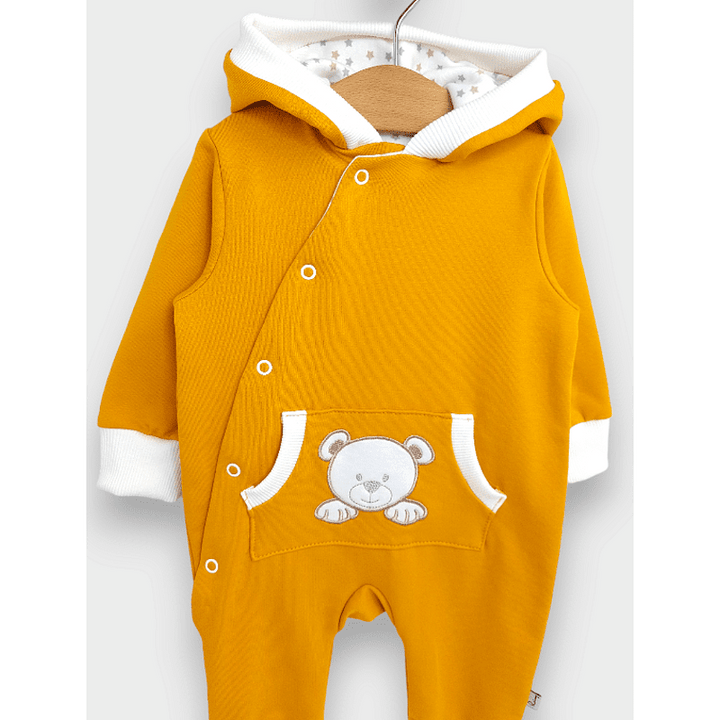 Rainy Бебешки гащеризон с качулка Мече с лапички 56 - 80 см. горчица